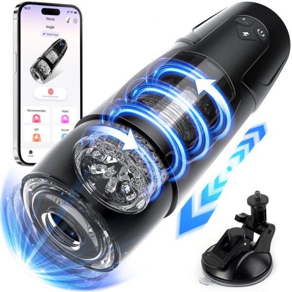 Automatic Male Masturbator Sex Toys for Men - Adult Toy Male Sex Toys with 3 Thrusting & 7 Rotating Modes,Hands Free Pocket Pussy Sex Machine with Visual Window & Mounting Base, Electric Thrusting Cup