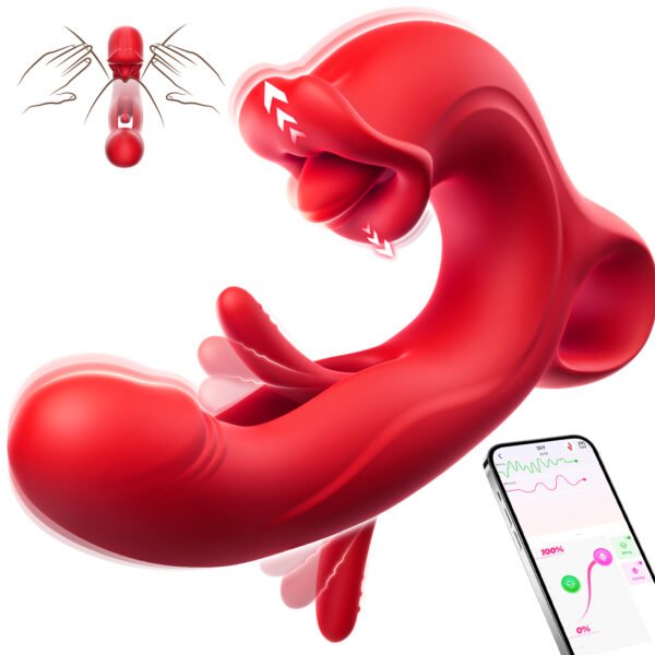Thrusting Vibrator Sex Toys, Dildos Adult Sex Toy for Women G Spot with Sliding Ring 7 Thrusting Realistic Dildo & 7 Tongue Licking 7 Vibrating Modes, Rabbit Vibrators for Female Couple Games
